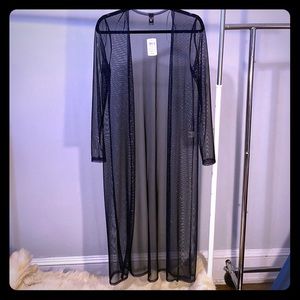 Sheer sparkly full length mesh duster